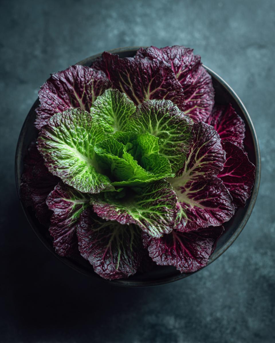 Overhead shot of fresh salad greens, perfect for 29 Epic Salad Recipes. Features red and green leaves in a bowl.