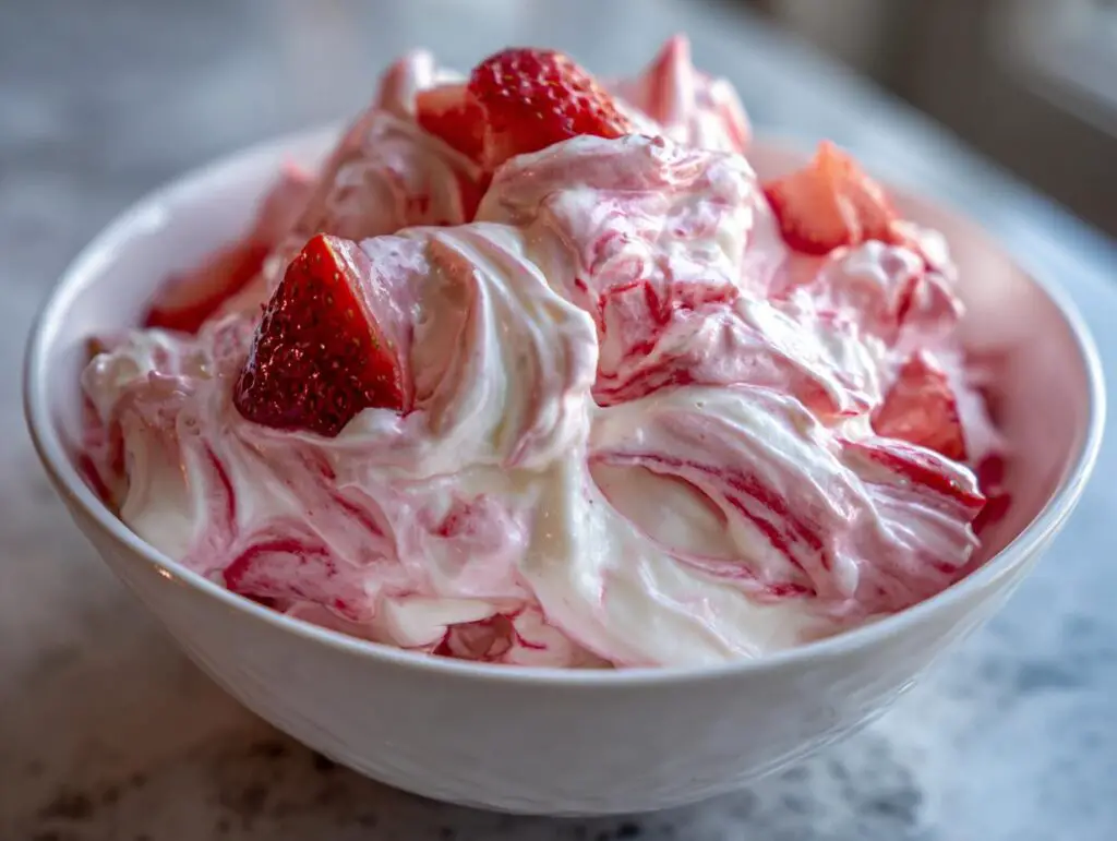 Close-up of a bowl of delicious Strawberry Fool, a perfect easy spring dessert.