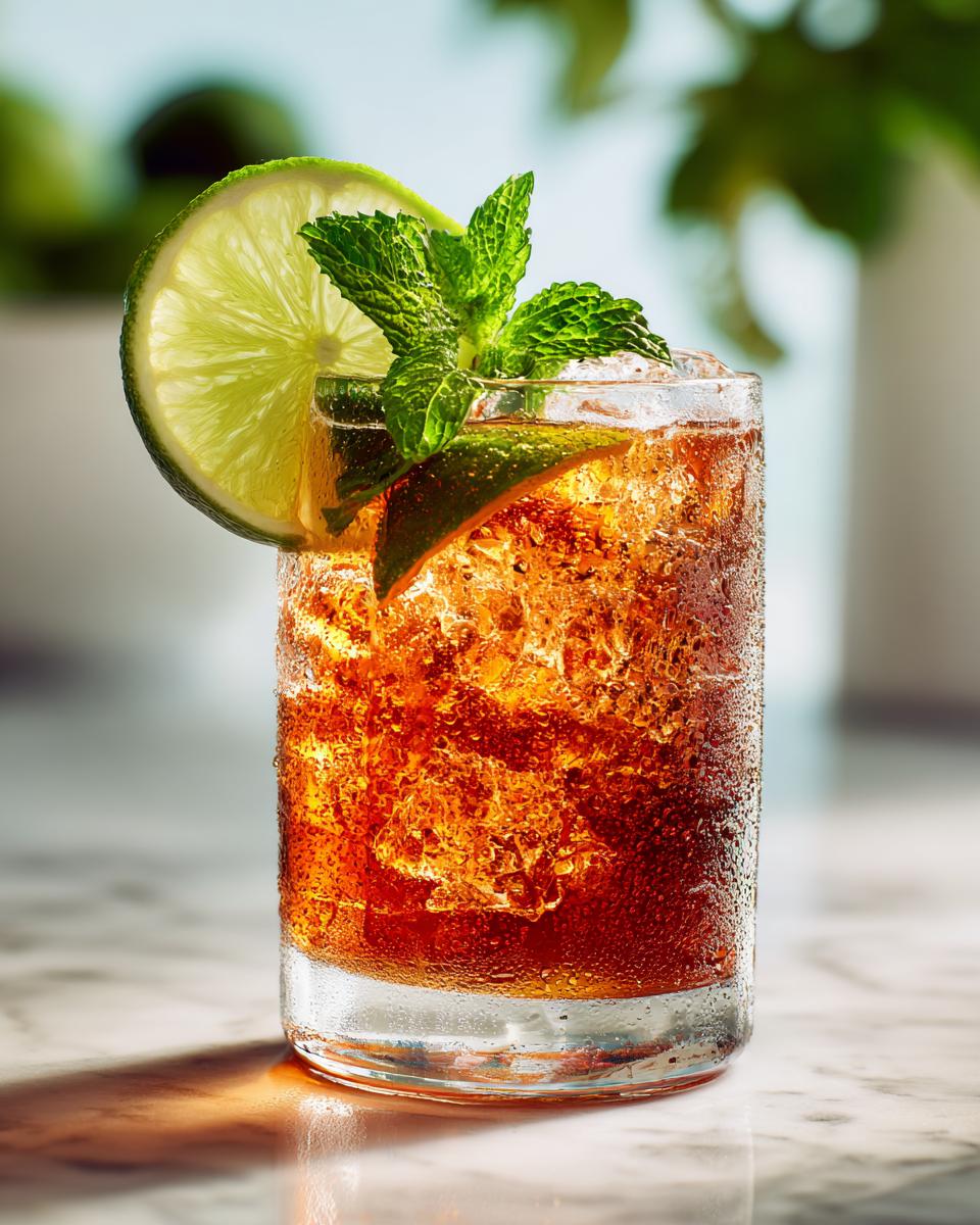 Close-up of a refreshing summer cocktail with lime slice, mint garnish, and ice. Perfect for 16 Ultimate Summer Cocktail Recipes.