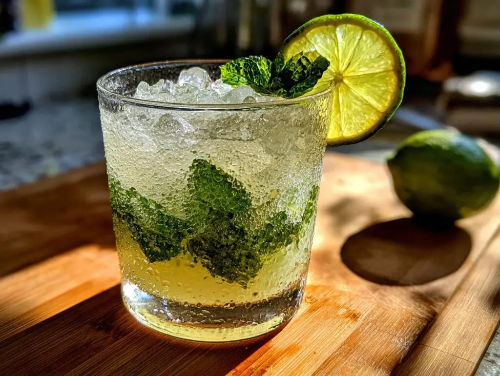 Close-up of a refreshing summer cocktail with mint, lime, and ice. Part of the 33 Easy Summer Cocktails.