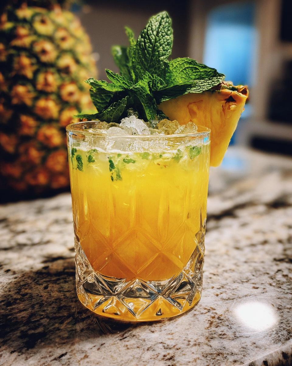 Amazing Summer Cocktails Anyone Can Mix 4 A vibrant Summer Cocktail with pineapple, mint, and ice, perfect for mixing up at home.