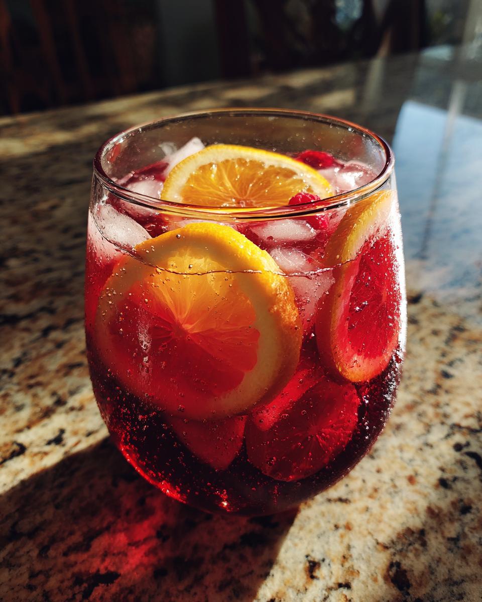 27 Best Summer Sangria Recipes: Delicious Sips 3 Close-up of a glass of summer sangria with orange slices and ice. Perfect for refreshing sips.
